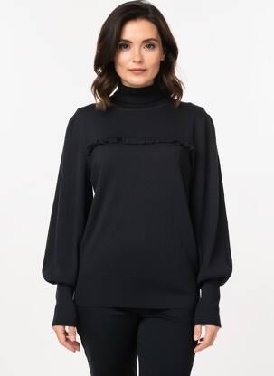 Pull col roulé stretch manches longues noir KING LOUIE femme