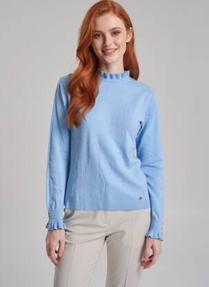 Pull coupe cintrée manches longues bleu LA PETITE ETOILE femme