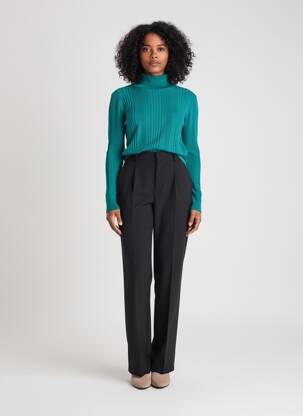 Pull col roulé coupe ajustée manches longues vert KING LOUIE femme