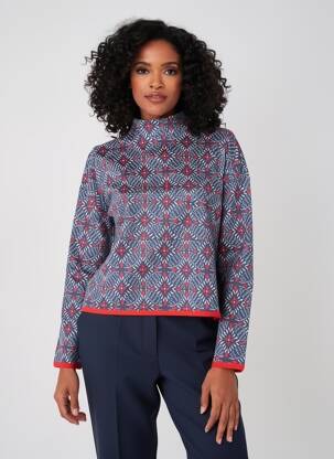 Pull coupe cintrée manches longues bleu BLUTSGESCHWISTER femme