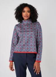 Pull coupe cintrée manches longues bleu BLUTSGESCHWISTER femme
