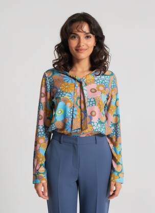 T-shirt manches longues manches longues bleu MARGOT femme