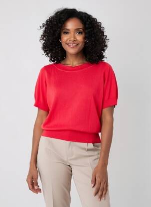 Pull col bateau manches courtes rouge KING LOUIE femme