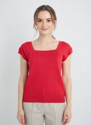 Pull stretch manches courtes rouge KING LOUIE femme