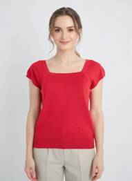 Pull stretch manches courtes rouge KING LOUIE femme