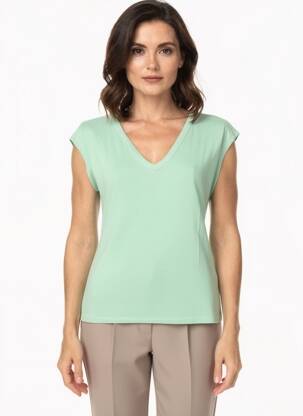 T-shirt col v manches courtes vert KING LOUIE femme