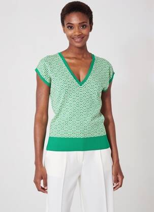 Pull col v manches courtes vert KING LOUIE femme
