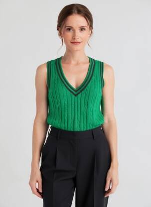 Pull coupe droite sans manche vert KING LOUIE femme