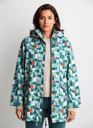Imperméable manches longues a capuche vert BLUTSGESCHWISTER femme