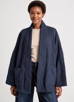 Veste kimono manches longues bleu fonce DANEFAE femme