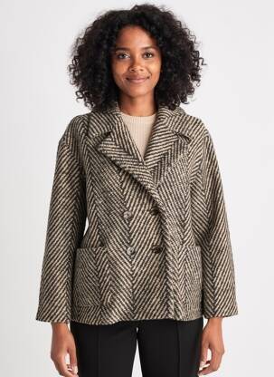 Manteau court coupe droite sans capuche noir SURKANA femme