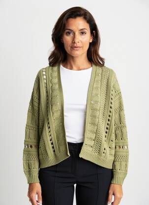 Gilet manches longues resserrée sur le bas vert WHITE STUFF femme
