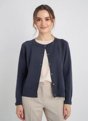 Gilet manches longues col rond bleu WHITE STUFF femme