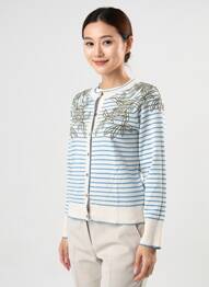 Gilet manches longues resserrée sur le bas bleu WHITE STUFF femme