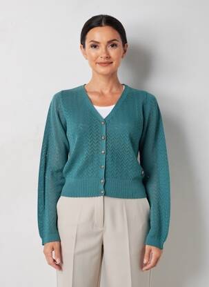 Gilet manches longues stretch vert BLUTSGESCHWISTER femme