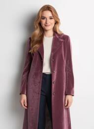 Manteau long coupe cintrée sans capuche violet SURKANA femme