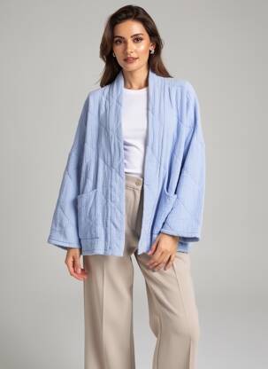 Veste kimono manches longues bleu DANEFAE femme