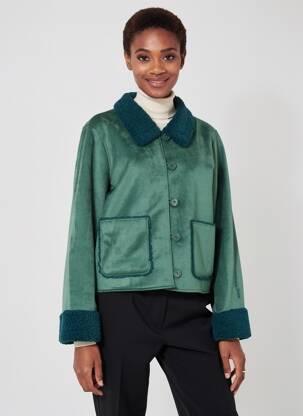 Manteau court coupe droite sans capuche vert KING LOUIE femme