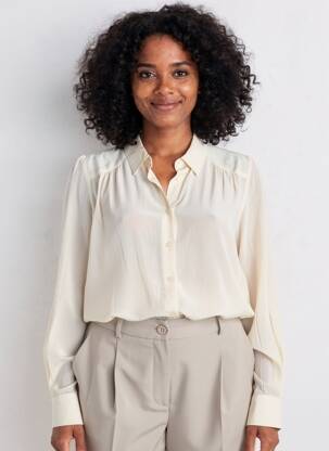 Chemisier tissage crêpe manches longues beige KING LOUIE femme