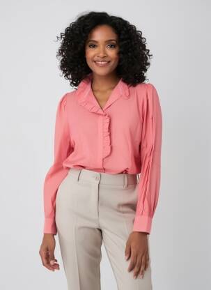 Chemisier coupe droite manches longues rose WHITE STUFF femme