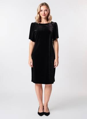 Robe mi-longue manches courtes manches courtes noir LA PETITE ETOILE femme