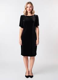 Robe mi-longue manches courtes manches courtes noir LA PETITE ETOILE femme