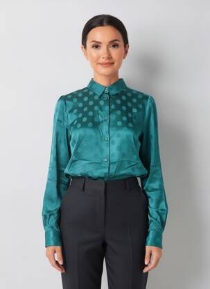 Chemisier coupe droite manches longues vert KING LOUIE femme
