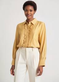 Chemisier coupe droite manches longues beige SURKANA femme