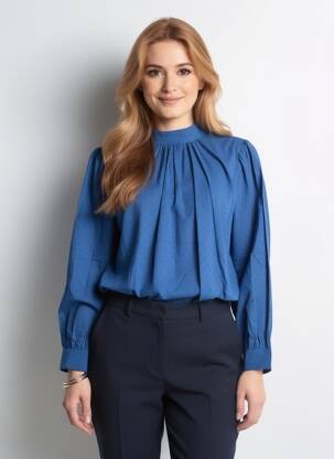 Blouse manches longues manches longues bleu EMILYANDFIN femme