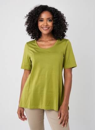 T-shirt col rond manches courtes vert BY BASICS femme