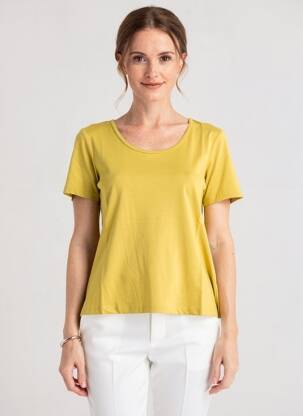 T-shirt col rond manches courtes jaune BY BASICS femme