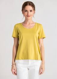 T-shirt col rond manches courtes jaune BY BASICS femme