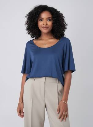 T-shirt col rond manches courtes bleu BLUTSGESCHWISTER femme