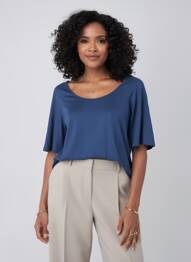 T-shirt col rond manches courtes bleu BLUTSGESCHWISTER femme