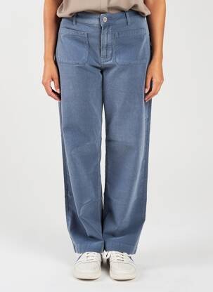 Pantalon droit fermeture zippée sous rabat boutonné taille normale bleu KANOPE femme