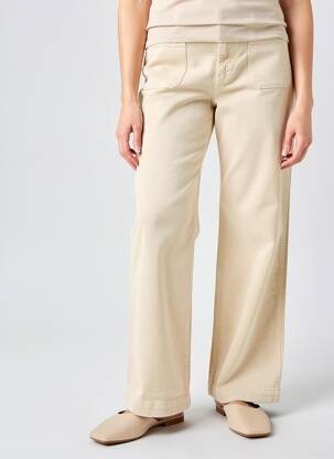Pantalon droit fermeture zippée sous rabat boutonné taille normale jaune KANOPE femme