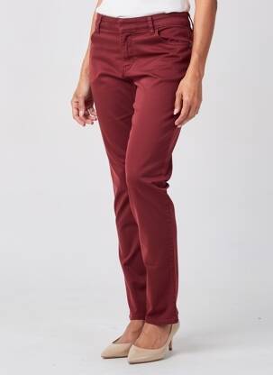 Pantalon slim tissage popeline taille normale rouge KANOPE femme