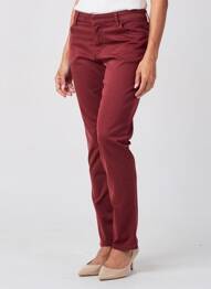 Pantalon slim tissage popeline taille normale rouge KANOPE femme