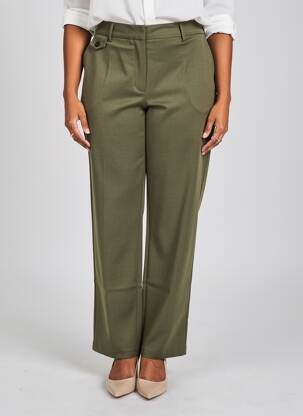 Pantalon chino tissage popeline taille normale vert SURKANA femme