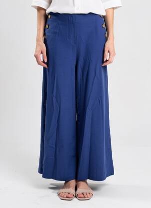 Pantalon large tissage popeline taille normale bleu KING LOUIE femme