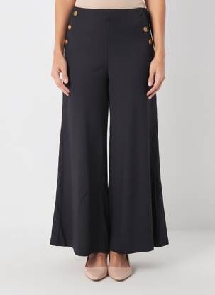 Pantalon large tissage popeline taille normale noir KING LOUIE femme