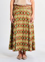 Jupe longue imprimé fantaisie vert KALI YOG femme