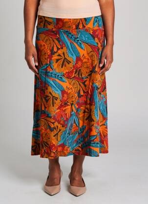 Jupe longue imprimé fantaisie bleu SURKANA femme