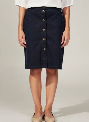 Jupe mi-longue coupe droite bleu MOUSQUETON femme