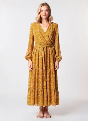 Robe longue manches longues manches longues jaune SCHOOL RAG femme