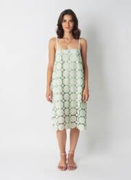 Robe mi-longue fines bretelles vert SALSA femme