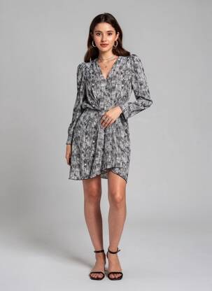 Robe courte manches longues manches longues noir SCHOOL RAG femme