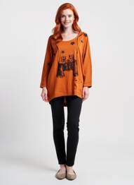 Tunique manches longues imprimé fantaisie orange ONLY femme
