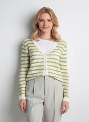 Gilet manches longues coupe cintrée vert ANDY & LUCY femme
