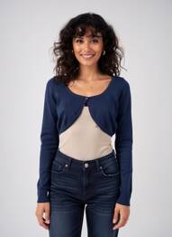 Boléro col rond bleu BLEND femme